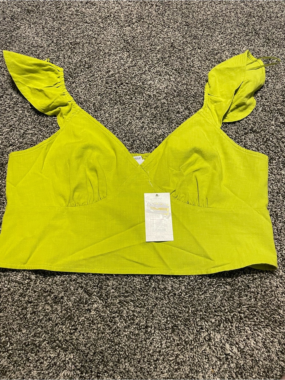 Target Lime Green V-Neck Crop Top with Ruffled Shoulder Straps